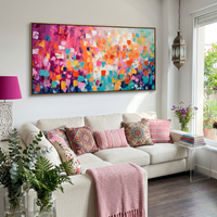 "Chromatic Celebration" – Modern Vibrant Mosaic Impasto | Dopamine Style Horizontal Statement Art #AB998