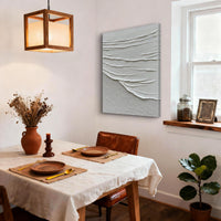 "Ivory Sailor's View" is a 100% hand-painted seascape created with professional oil and acrylic paints on high-quality canvas. Its white palette and visible textured strokes give every piece authentic handmade variation and tactile depth.