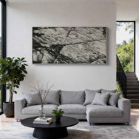 "Midnight Organic Echo" is a 100% hand-painted abstract artwork created with professional oil and acrylic paints on high-quality canvas. Its black & grey palette and visible textured strokes give every piece authentic handmade variation and tactile depth.