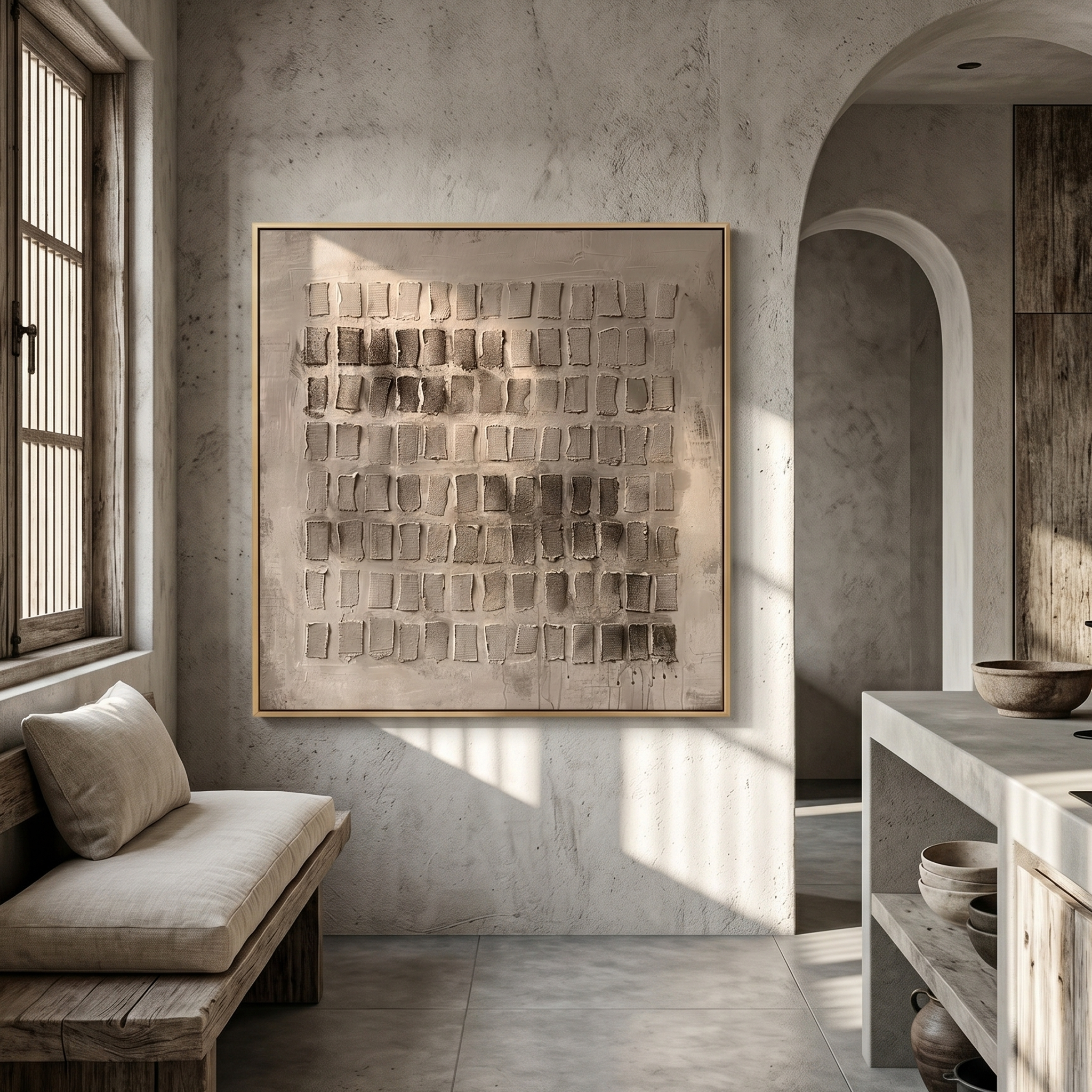 "Chronicle of Fibers" – Modern 3D Heavy Impasto Matrix | Wabi-Sabi Oatmeal Texture Statement Art #WS 235