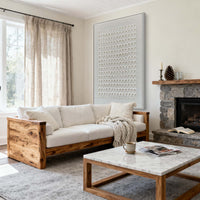 "White Geometry Lines" - Minimal Wabi-Sabi Geometric Art | White Textured Canvas Painting | Luxury Vertical Wall Art #WS 007