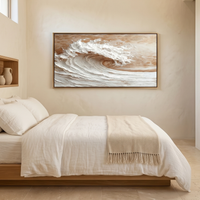 "The Amber Tide" – 3D Sculptural Heavy Impasto Wave | Modern Earth Tone Textured Horizontal Statement Art #PT 543