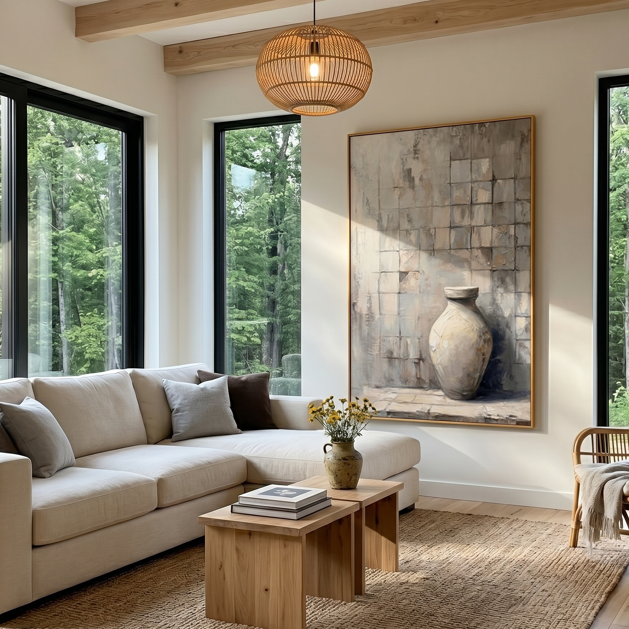 "The Ancient Vessel" – Wabi-Sabi Textured Still Life | Modern Morandi Gray Abstract Painting | Sophisticated 3D Impasto Wall Art#MI146