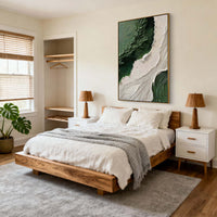 "Verdant Layered Current" - Modern Abstract Art | 3D Green & White Impasto Canvas Painting | Luxury Vertical Wall Art #PT 402