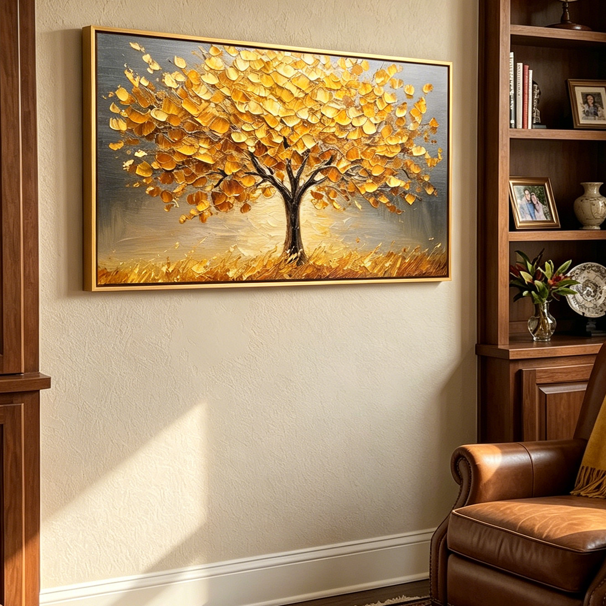 "The Gilded Heritage" – Luxury 3D Sculptural Golden Tree | Heavy Impasto Wealth & Life Statement Wall Art #LC110