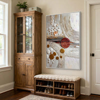 "Earth Grid Relief" - Modern Wabi-Sabi Geometric Art | Beige Brown White Textured Canvas Painting | Luxury Vertical Wall Art #WS 046