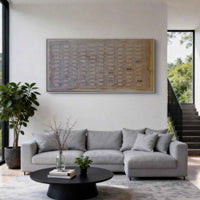 "Layered Desert Calm" - Modern Wabi-Sabi Abstract Landscape Art | Beige Brown Textured Panoramic Canvas Painting | Luxury Horizontal Wall Art #WS 068