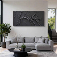 "Midnight Shifting Horizon" is a 100% hand-painted abstract artwork created with professional oil and acrylic paints on high-quality canvas. Its black palette and visible textured strokes give every piece authentic handmade variation and tactile depth.