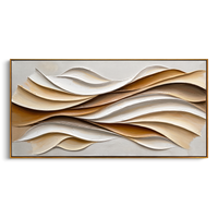 "Warm Current Flow" – Modern Textured Abstract Canvas | Earthy Beige & Gold 3D Wave Artwork | Luxury Living Room Wall Decor #PT 549