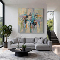 "Urban Reflection" – Modern Impressionist Waterfront Abstract | Serene Sage Green & Pastel Textured Gallery Art#AB1011