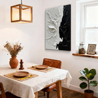 "Midnight Shifting Horizon" is a 100% hand-painted abstract artwork created with professional oil and acrylic paints on high-quality canvas. Its black & white palette and visible textured strokes give every piece authentic handmade variation and tactile depth.
