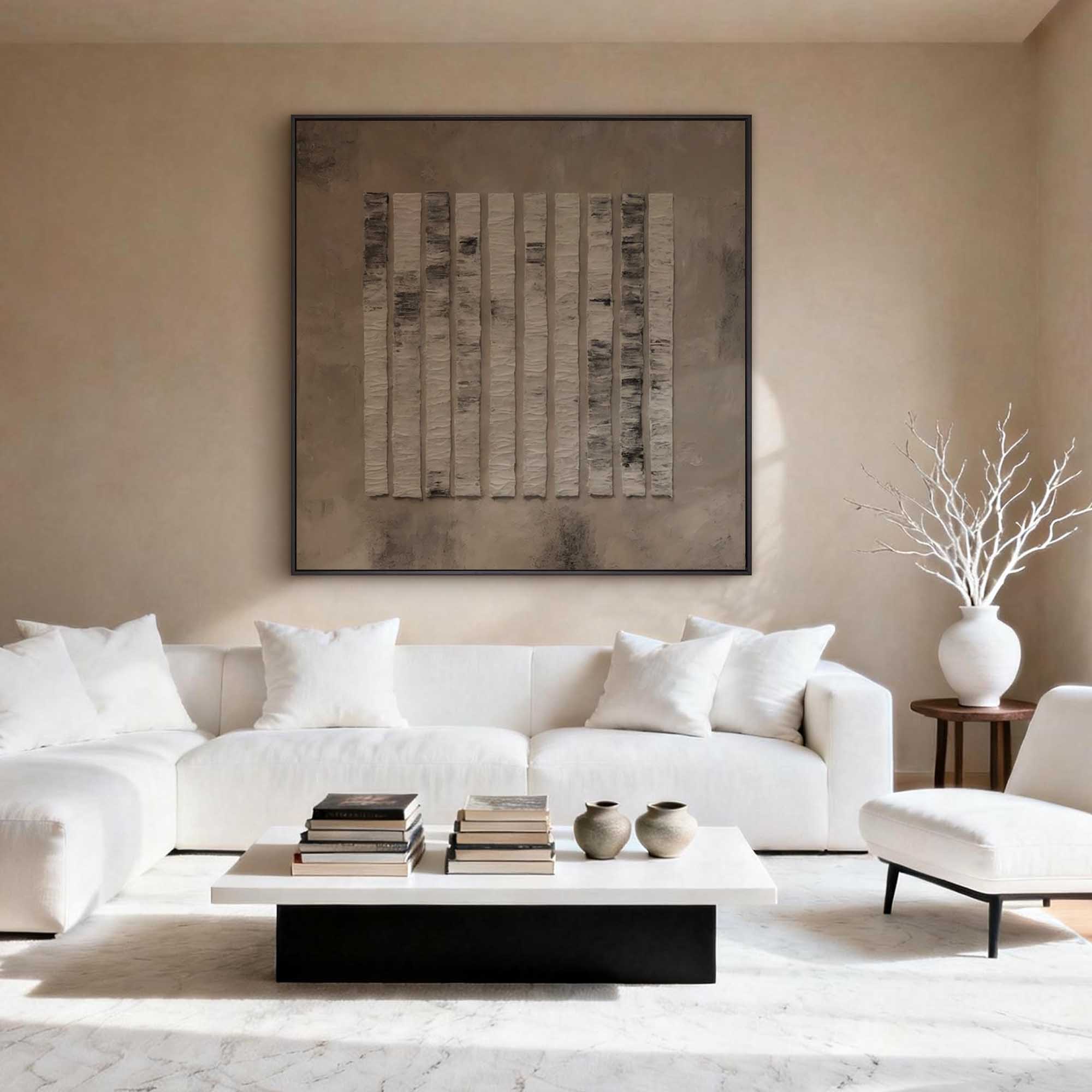"The Rhythmic Forest" – Minimalist Vertical Heavy Impasto | 3D Hand-Sculpted Gray Relief | Luxury Industrial Abstract Wall Art #WS 230