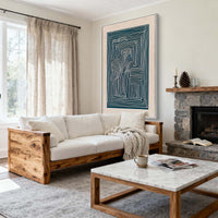 "Azure Architectural Echo" is a 100% hand-painted geometric abstract created with professional oil and acrylic paints on high-quality canvas. Its blue & white palette and visible textured strokes give every piece authentic handmade variation and tactile depth.