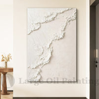 "Ivory Sea Breeze" is a 100% hand-painted seascape created with professional oil and acrylic paints on high-quality canvas. Its white palette and visible textured strokes give every piece authentic handmade variation and tactile depth.