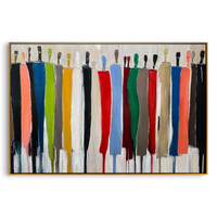 "Vibrant Abstract Crowd Silhouettes" – Modern Heavy Impasto Figurative Abstract | 3D Multicolor Palette Knife Painting | Luxury Horizontal Wall Art #PT 642