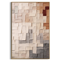 "Gradient Woven Clay Tile Relief" – Modern Heavy Impasto Geometric Minimal Abstract | 3D Warm Taupe & Ash Grey Palette Knife Painting | Luxury Vertical Wall Art #PT 575