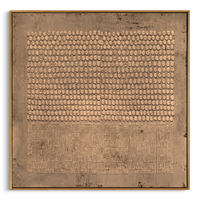 "Dots & Lines Neutral Relief" – Modern Heavy Impasto Abstract Art | 3D Taupe & Beige Textured Palette Knife Painting | Luxury Square Wall Art #WS 245