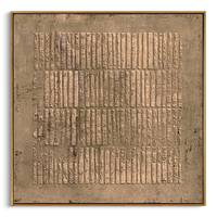 "Neutral Textured Grid" – Modern Heavy Impasto Abstract Art | 3D Taupe & Beige Palette Knife Painting | Luxury Square Wall Art #WS 243
