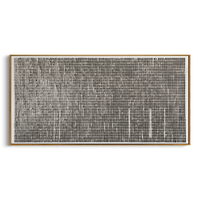 "Monochrome Grid Textured Relief" – Modern Heavy Impasto Minimal Geometric Abstract | 3D Charcoal Grey & Off-White Palette Knife Painting | Luxury Horizontal Wall Art #PT 577