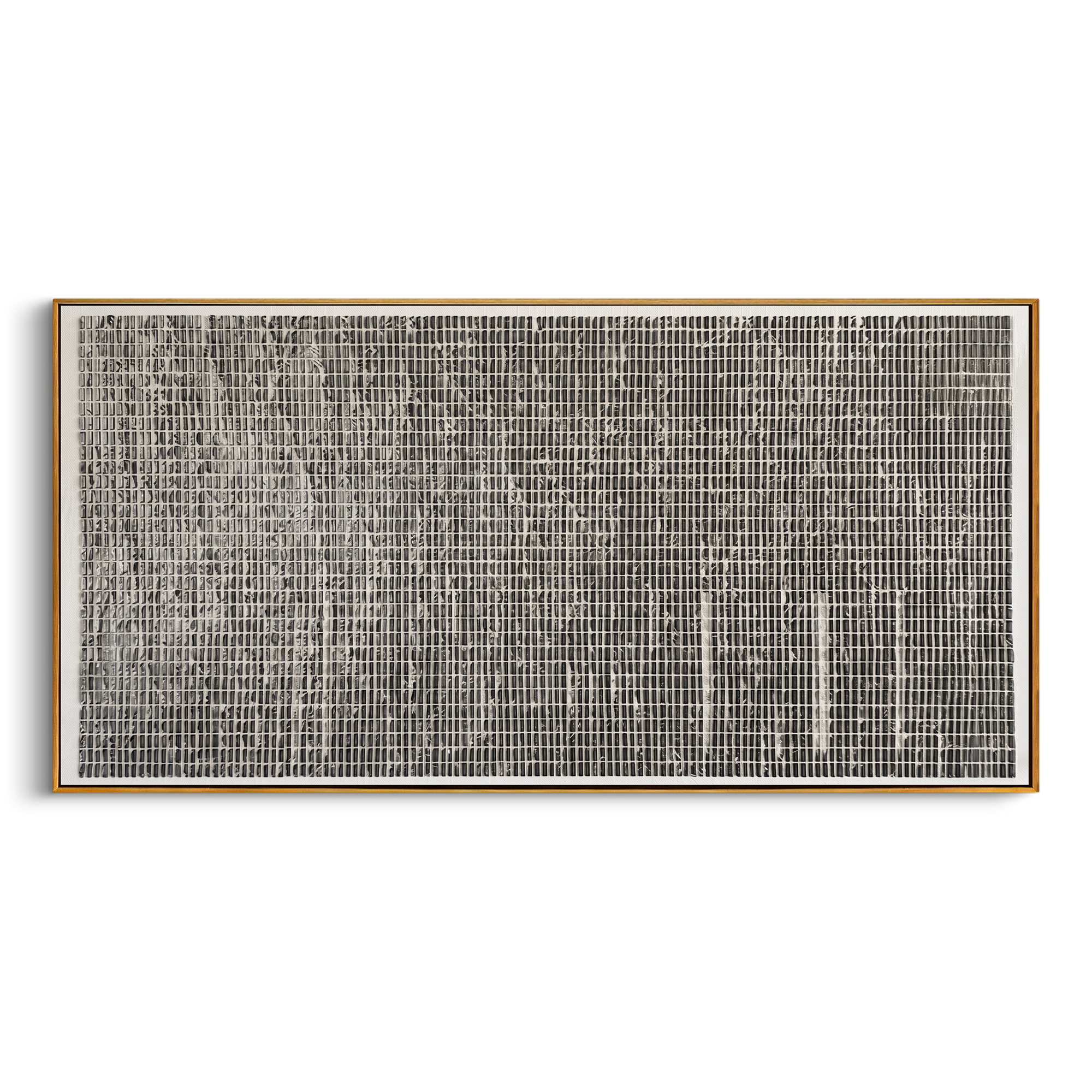 "Monochrome Grid Textured Relief" – Modern Heavy Impasto Minimal Geometric Abstract | 3D Charcoal Grey & Off-White Palette Knife Painting | Luxury Horizontal Wall Art #PT 577