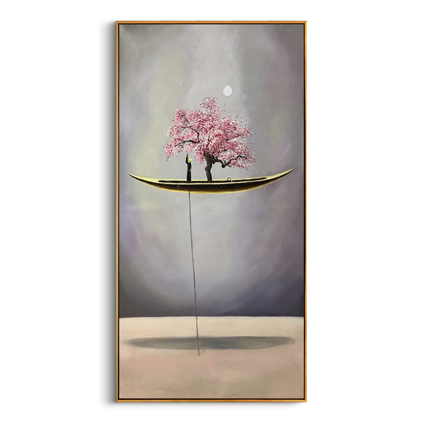 "AERIAL BLOOM" – 3D Sculptural Heavy Impasto Cherry Blossom | Modern Zen Style Healing Surreal Wall Art #AB941