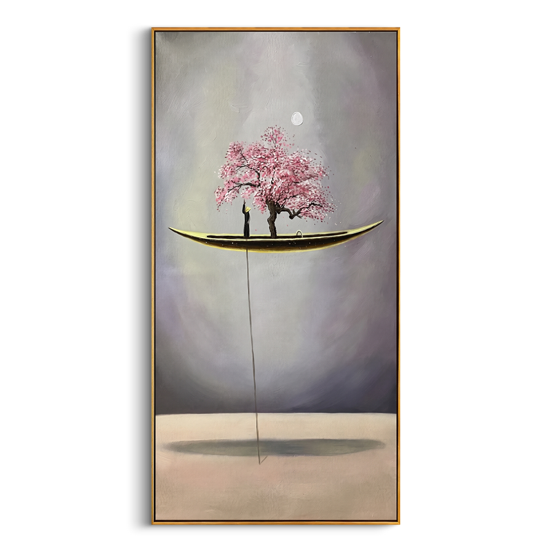 "AERIAL BLOOM" – 3D Sculptural Heavy Impasto Cherry Blossom | Modern Zen Style Healing Surreal Wall Art #AB941