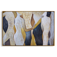 "Golden Veil Figures" - Modern Abstract Figurative Painting | Textured Neutral & Gold Canvas Wall Art | Luxury Horizontal Wall Art #PT 593