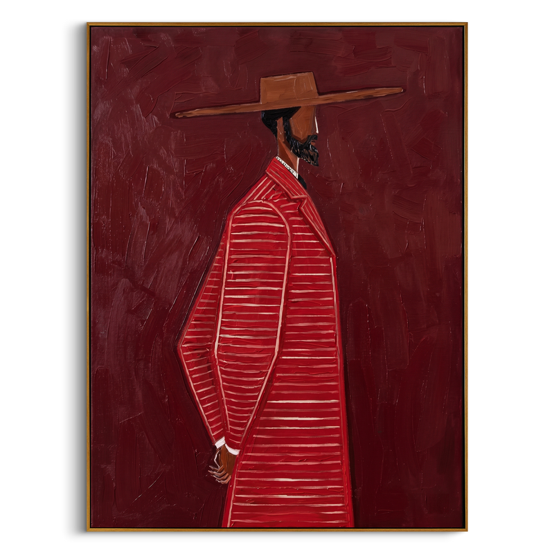 "URBAN HARMONY" – 3D Sculptural Heavy Impasto Modern Dandy | Avant-Garde Style Masculine Profile Wall Art #PE495