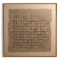 "Earthy Woven Relief" – Expressive Textured Abstract Art | 3D Layered Taupe & Cream Canvas | Luxury Square Wall Art #WS 249