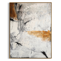 "Cracked Amber Neutral Texture Abstract" – Modern Heavy Impasto Wabi-Sabi Abstract Relief | 3D Ivory Ash & Burnt Bronze Palette Knife Painting | Luxury Vertical Wall Art #PT 574