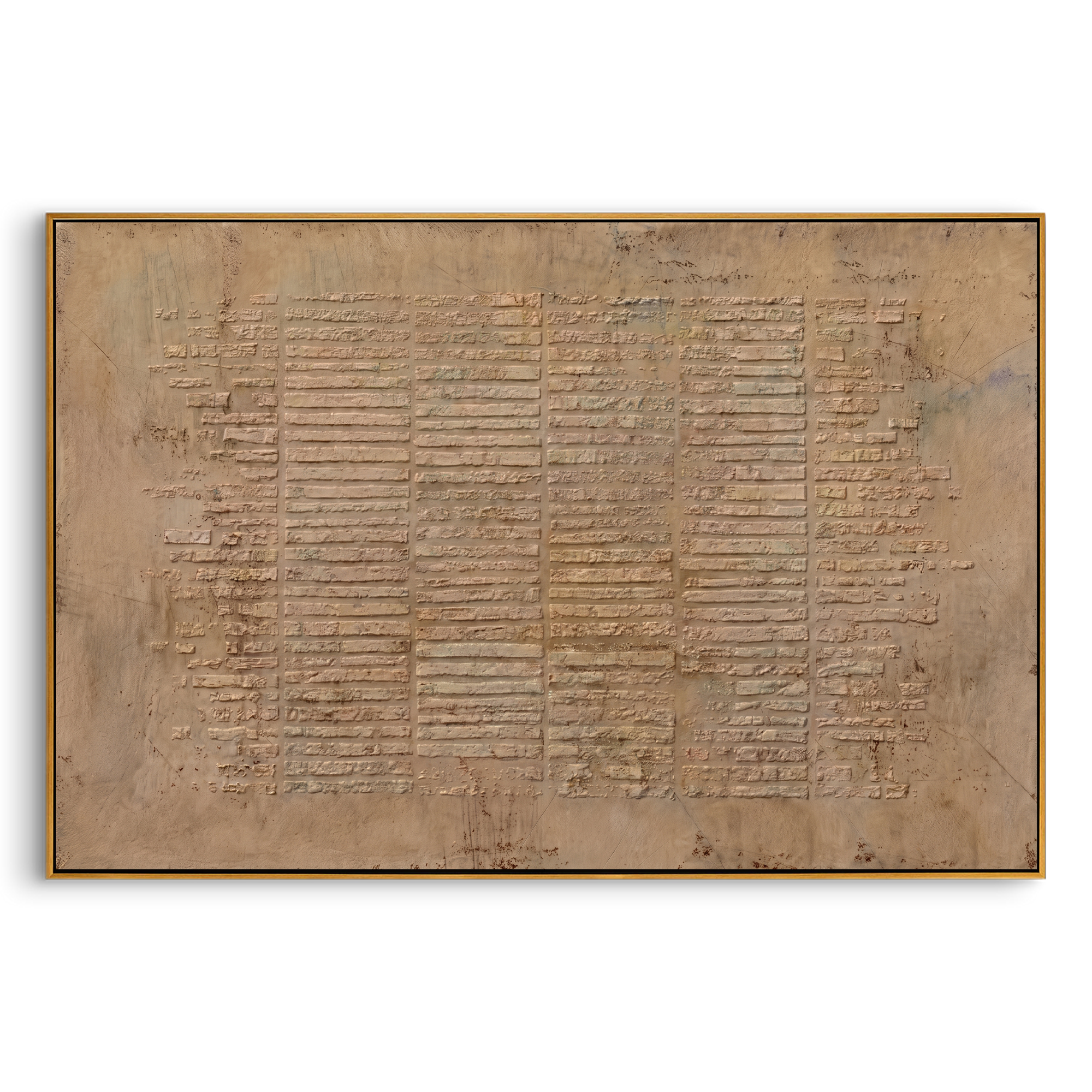 "Archaic Linear Textures" – Tactile Neutral Abstract Artwork | Earthy Tones Impasto Wall Decor | Contemporary Horizontal Statement Piece #WS 253