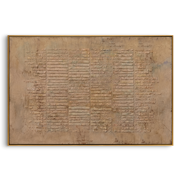 "Archaic Linear Textures" – Tactile Neutral Abstract Artwork | Earthy Tones Impasto Wall Decor | Contemporary Horizontal Statement Piece #WS 253