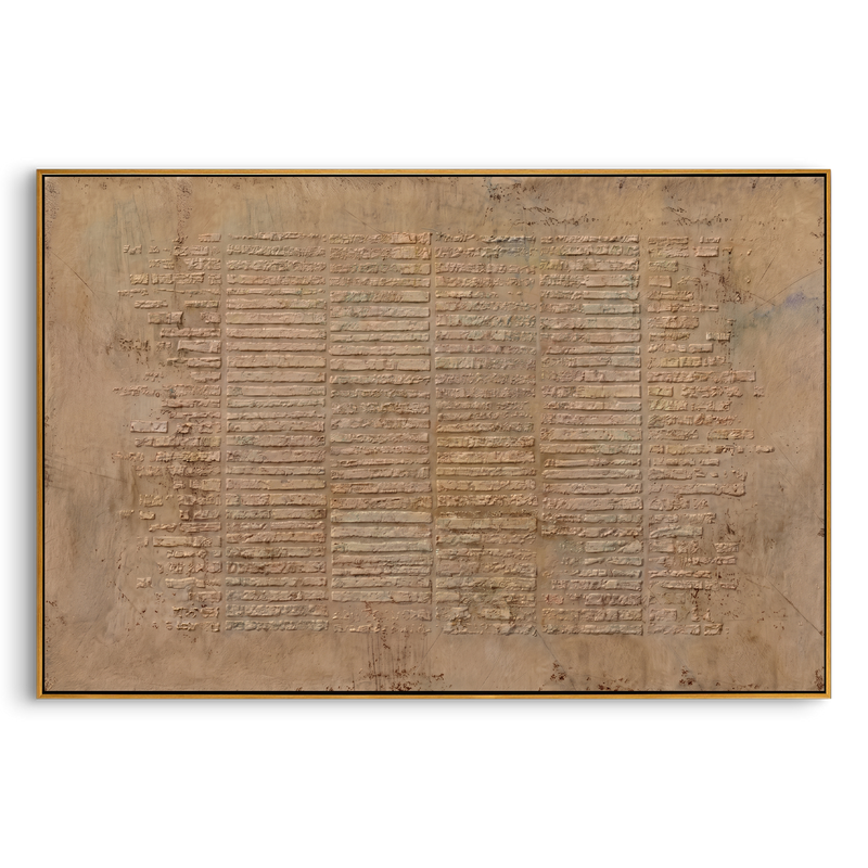"Archaic Linear Textures" – Tactile Neutral Abstract Artwork | Earthy Tones Impasto Wall Decor | Contemporary Horizontal Statement Piece #WS 253