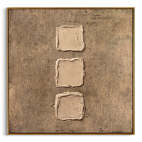 "Earthy Geometric Relief" – Expressive Sculptural Abstract Art | 3D Layered Taupe & Cream Canvas | Luxury Square Wall Art #WS 247