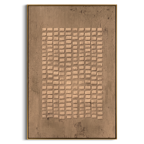 "Structured Organic Texture" – Expressive Sculptural Abstract Art | 3D Layered Taupe & Cream Canvas | Luxury Vertical Wall Art #WS 255
