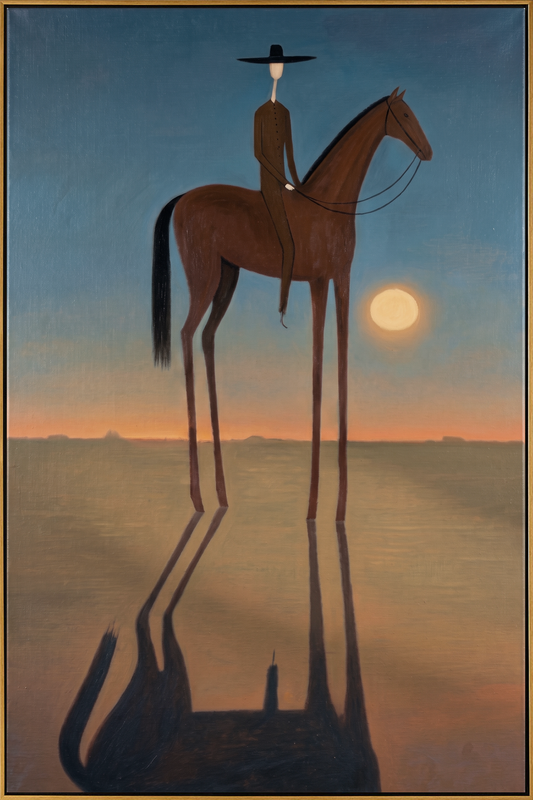 "Tall Horse at Twilight" – Stylized Minimalist Equestrian Artwork | Earthy Tones Textured Wall Decor | Contemporary Vertical Statement Piece #AB 502