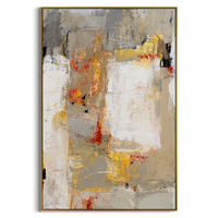 "Earthy Ochre Neutral Abstract Layers" – Modern Heavy Impasto Contemporary Abstract | 3D Warm Taupe & Fiery Russet Palette Knife Painting | Luxury Vertical Wall Art #PT 573
