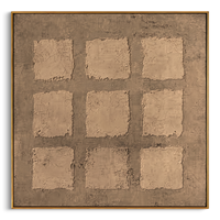 "Nine Squares in Taupe" – Modern Heavy Impasto Abstract Art | 3D Warm Taupe & Beige Palette Knife Painting | Luxury Square Wall Art #WS 248
