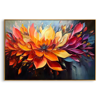 "Sunset Petal Explosion" – Expressive Impasto Floral Artwork | Tactile Multicolor Flower Canvas | Luxury Statement Horizontal Wall Art #PT 554
