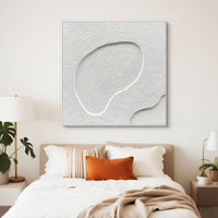 "Ivory Quiet Contour" is a 100% hand-painted minimalist abstract created with professional oil and acrylic paints on high-quality canvas. Its white & grey palette and visible textured strokes give every piece authentic handmade variation and tactile depth.