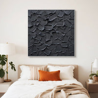 "Midnight Stone Mosaic" is a 100% hand-painted abstract artwork created with professional oil and acrylic paints on high-quality canvas. Its black & grey palette and visible textured strokes give every piece authentic handmade variation and tactile depth.