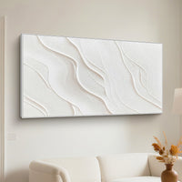 "Ivory Balanced Silence" is a 100% hand-painted minimalist abstract created with professional oil and acrylic paints on high-quality canvas. Its white palette and visible textured strokes give every piece authentic handmade variation and tactile depth.