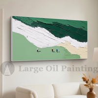 "Verdant Measured Stillness" is a 100% hand-painted minimalist abstract created with professional oil and acrylic paints on high-quality canvas. Its green & white palette and visible textured strokes give every piece authentic handmade variation and tactile depth.