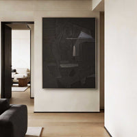 "Midnight Subtle Passage" is a 100% hand-painted minimalist abstract created with professional oil and acrylic paints on high-quality canvas. Its black palette and visible textured strokes give every piece authentic handmade variation and tactile depth.