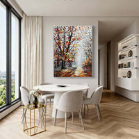 "Azure Blossom Halo" is a 100% hand-painted floral artwork created with professional oil and acrylic paints on high-quality canvas. Its blue & brown palette and visible textured strokes give every piece authentic handmade variation and tactile depth.