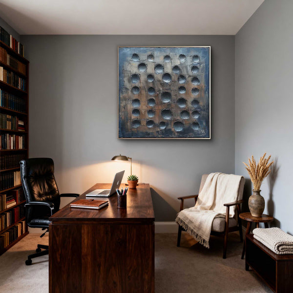 "Vortex of Silence" – Dark Industrial Recessed Relief Abstract | Avant-Garde Obsidian & Bronze Textured Art #GE014