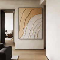 "Sand Layered Current" is a 100% hand-painted abstract artwork created with professional oil and acrylic paints on high-quality canvas. Its beige & white palette and visible textured strokes give every piece authentic handmade variation and tactile depth.