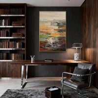 "Sand Calm Geometry" is a 100% hand-painted minimalist abstract created with professional oil and acrylic paints on high-quality canvas. Its beige & brown palette and visible textured strokes give every piece authentic handmade variation and tactile depth.