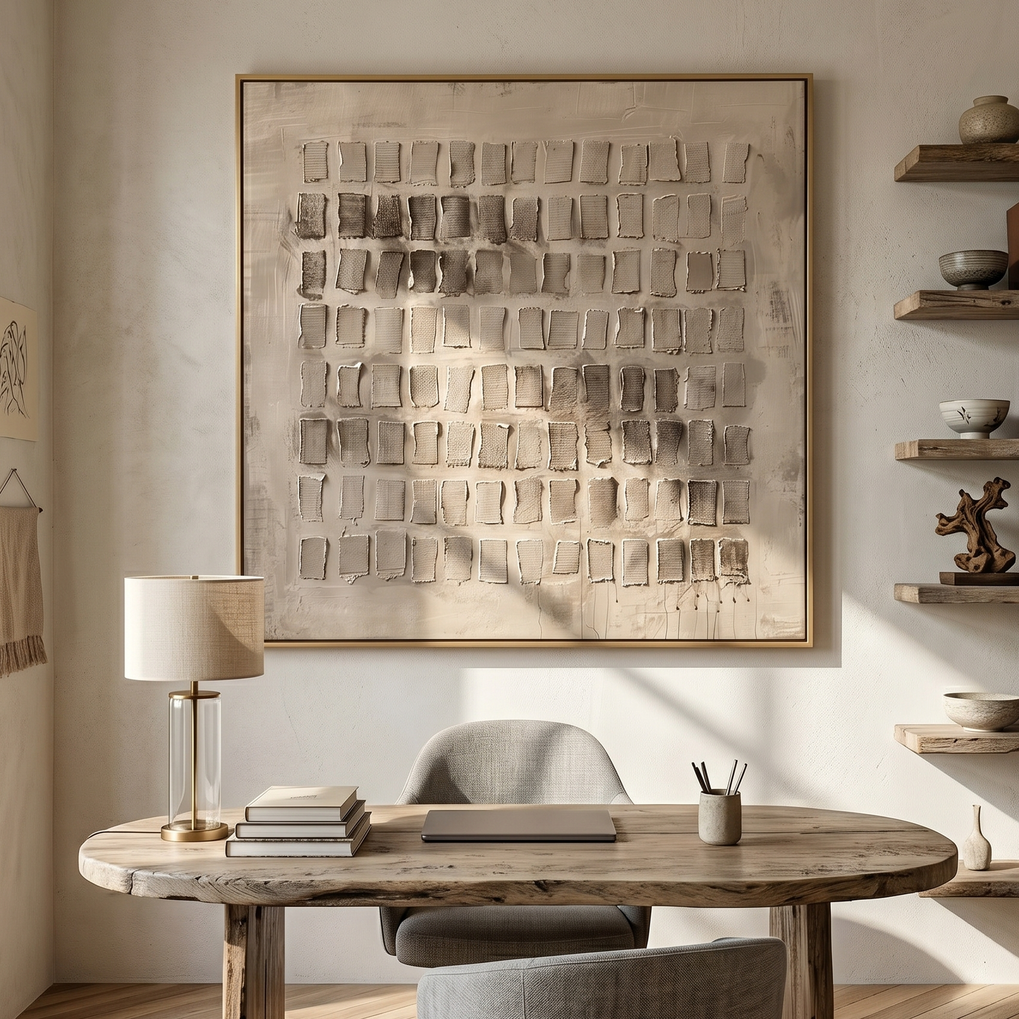 "Chronicle of Fibers" – Modern 3D Heavy Impasto Matrix | Wabi-Sabi Oatmeal Texture Statement Art #WS 235