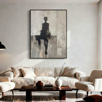 "Midnight Layered Figures" is a 100% hand-painted figurative artwork created with professional oil and acrylic paints on high-quality canvas. Its black & grey palette and visible textured strokes give every piece authentic handmade variation and tactile depth.